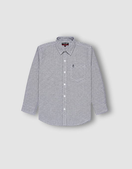Boys Off White Polka Dot Full Sleeve Shirt
