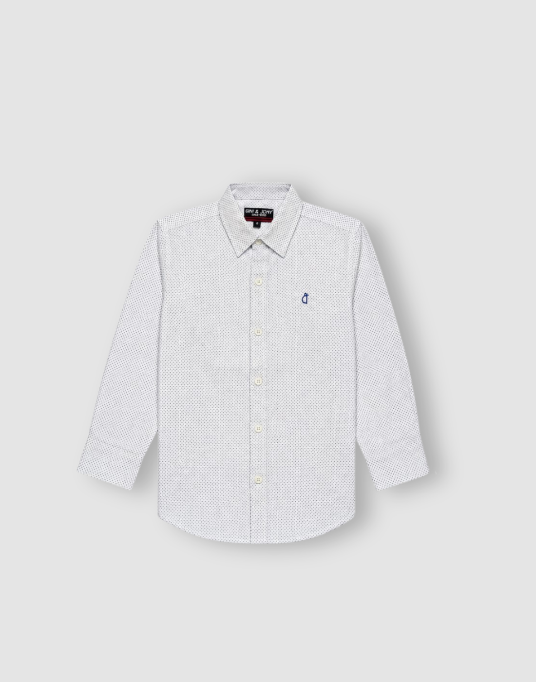 Boys White Polka Dot Full Sleeve Shirt
