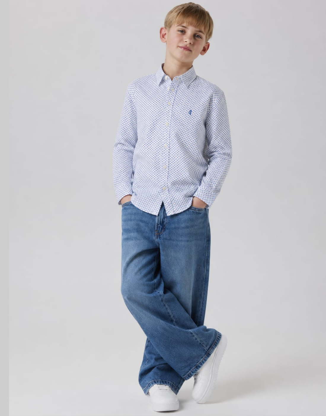 Boys Off White Conversational Full Sleeve Shirt