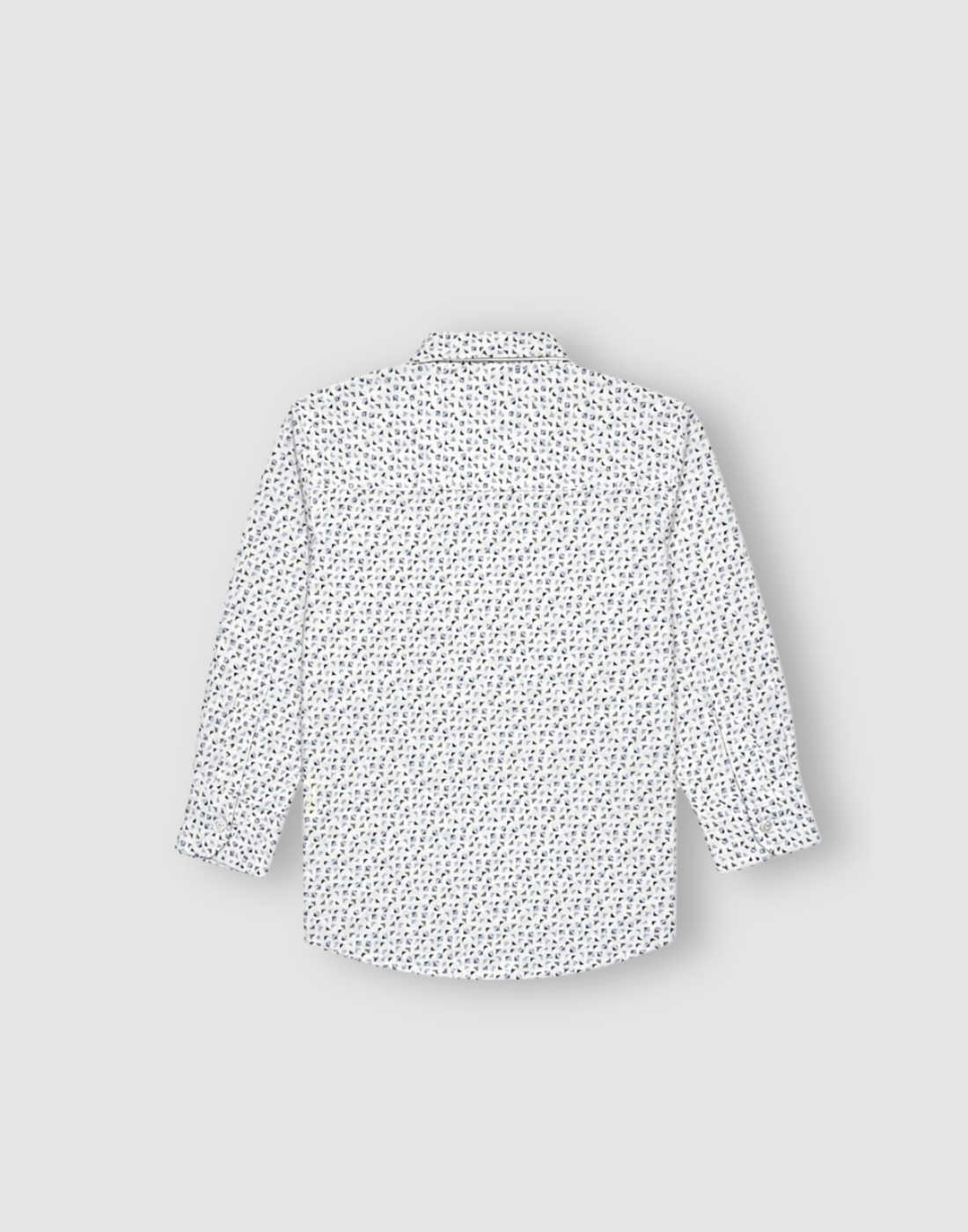 Boys White Geometric Print Full Sleeve Shirt