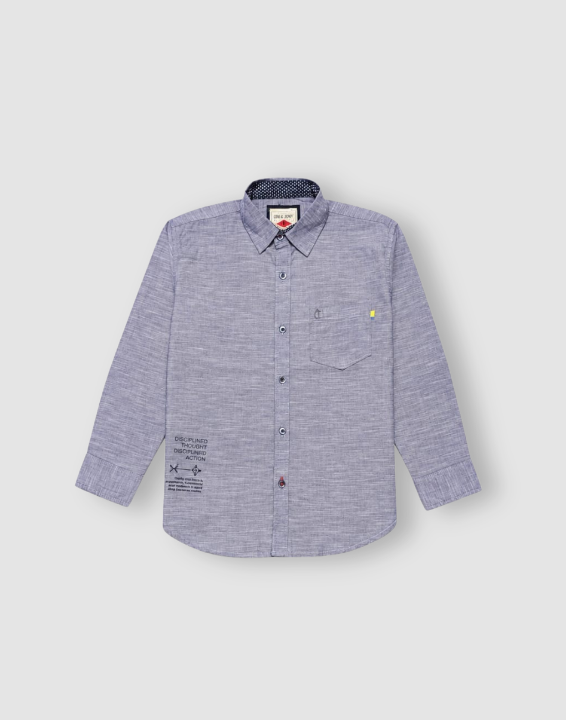 Boys Grey Typographic Print Full Sleeve Shirt