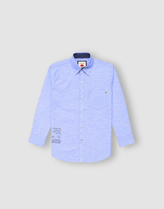 Boys Blue Solid Full Sleeve Shirt