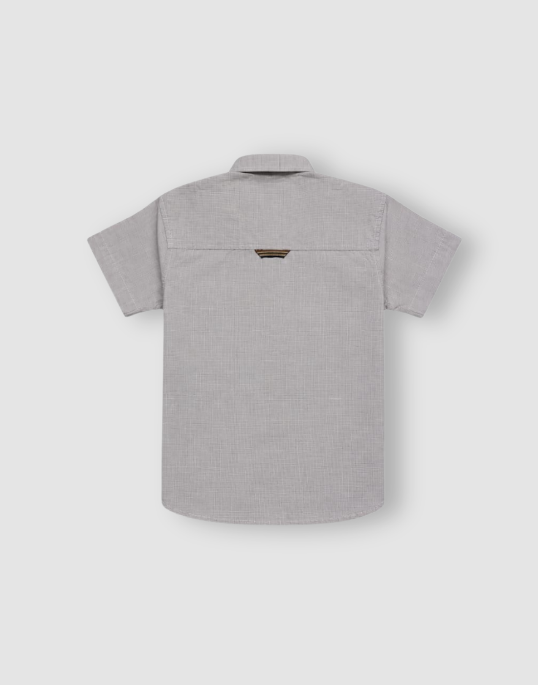 Boys Light Grey Micro Checks Half Sleeve Shirt
