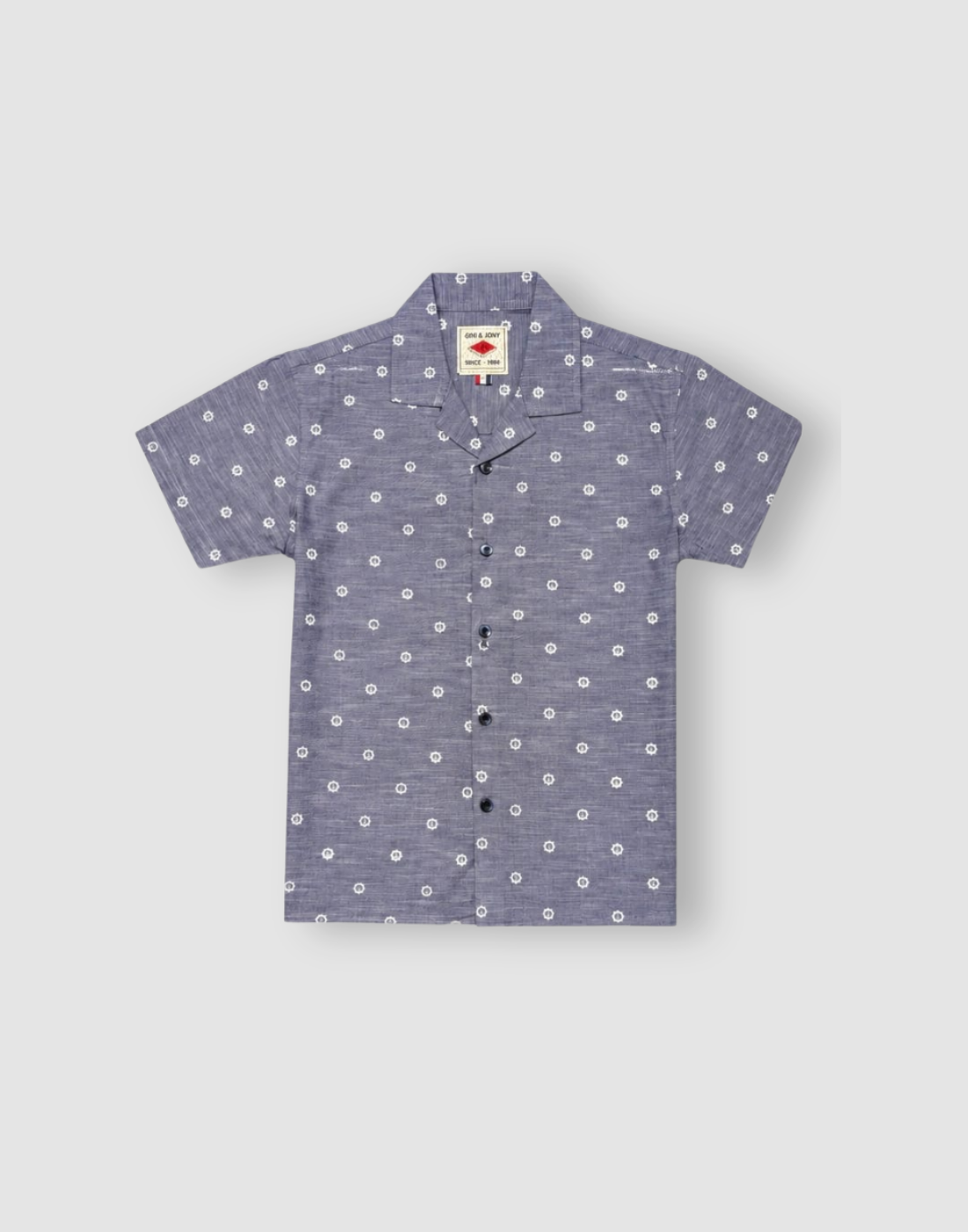 Boys Grey Cotton Shirt Half Sleeves