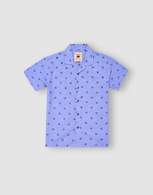 Boys Blue Cotton Shirt Half Sleeves