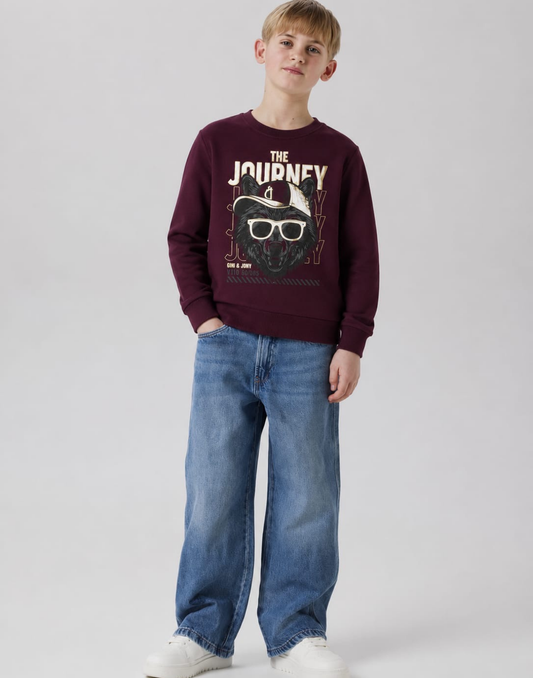 Boys Graphic Print Cotton Full Sleeve T-Shirt