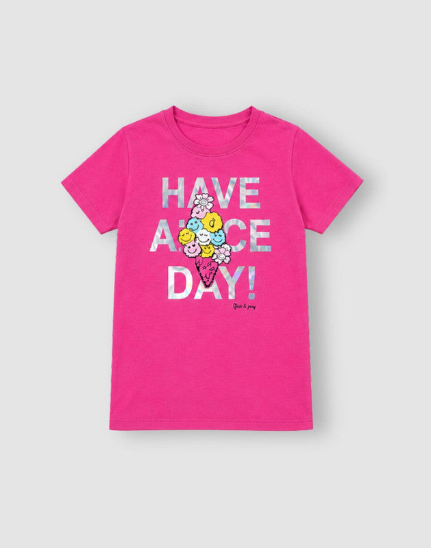 Typographic Print Regular Cotton Knits Top