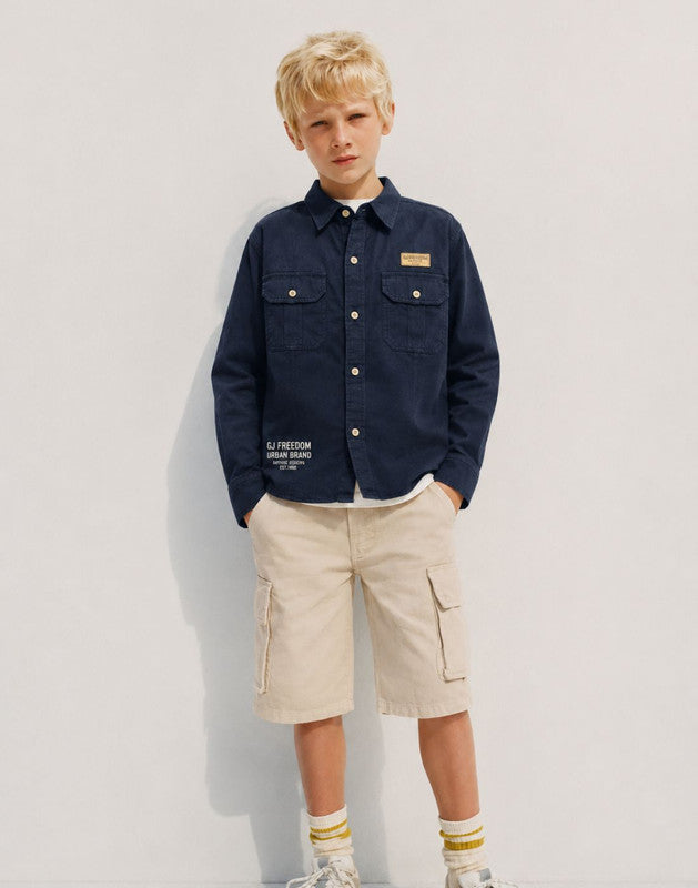 Typographic Print Regular Cotton Shirt