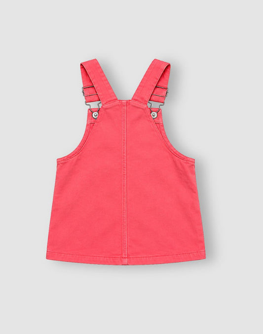 Girls Pink Denim Dungree Sleeveless