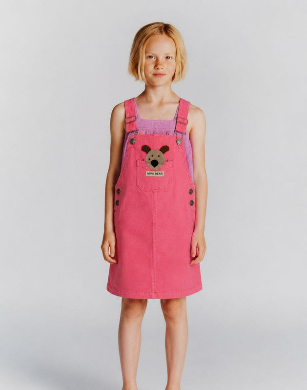 Girls Pink Denim Dungree Sleeveless