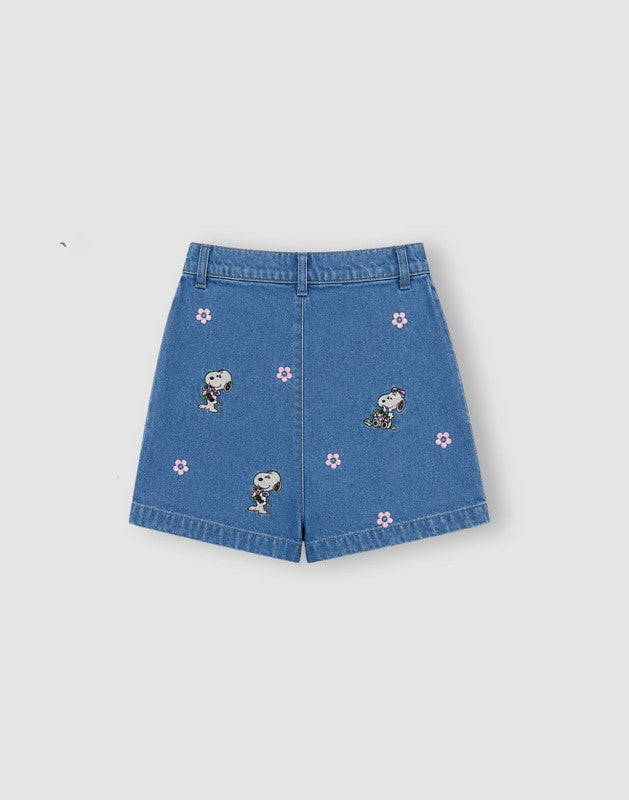 Girls Blue Denim Skorts Fixed Waist