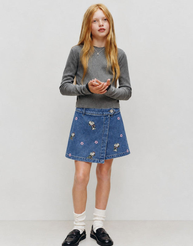 Girls Blue Denim Skorts Fixed Waist