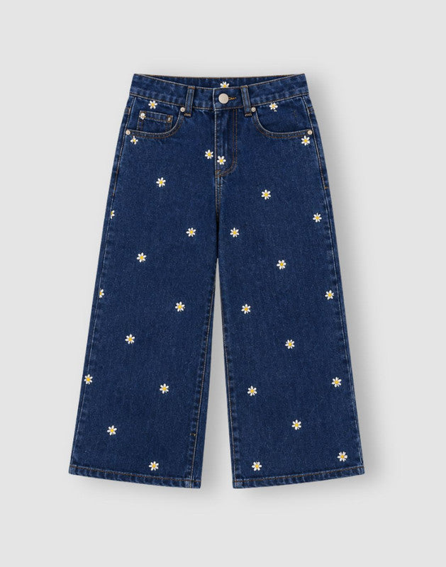 Mid Embroidery Straight Denim Jeans