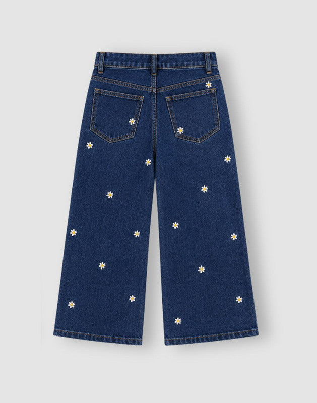 Mid Embroidery Straight Denim Jeans