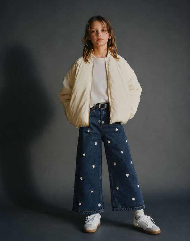 Mid Embroidery Straight Denim Jeans