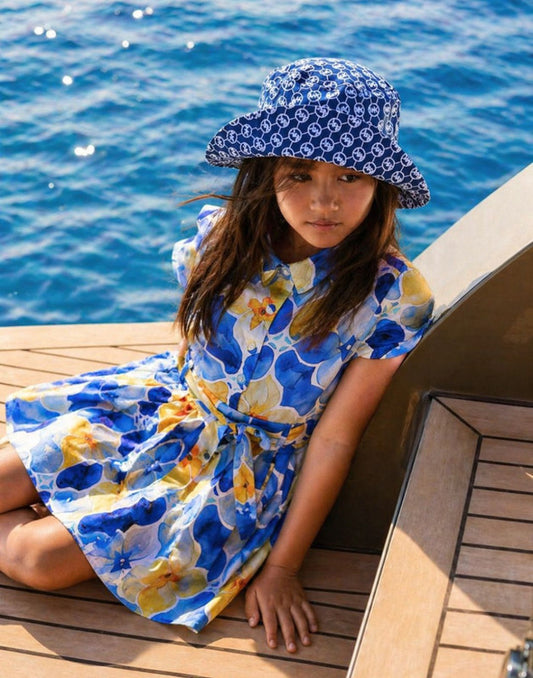 Graphic print Flared Cotton Dress