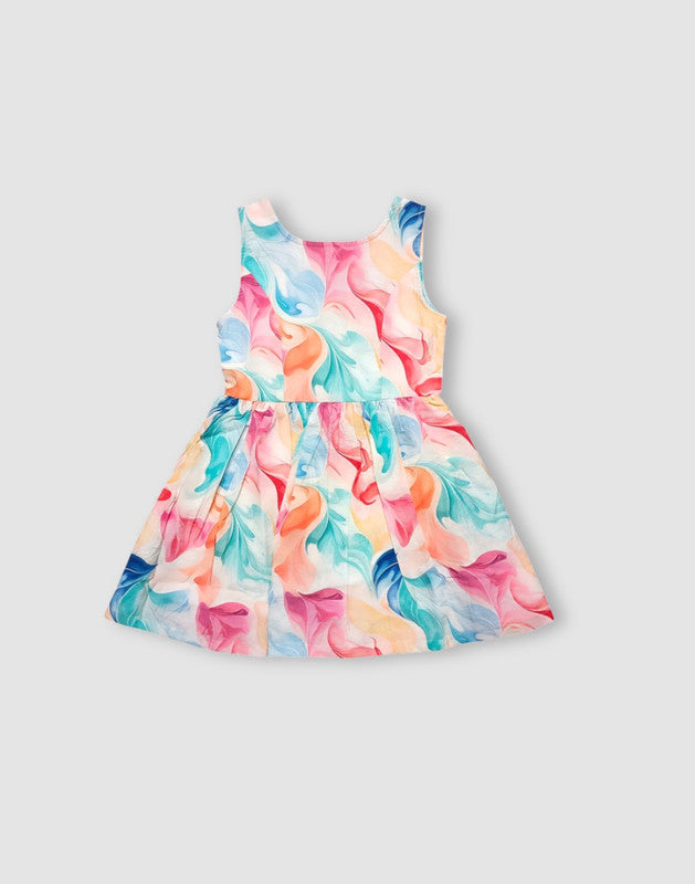 Abstract Flared Cotton Dress