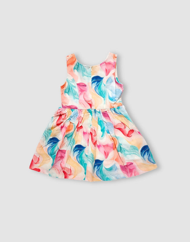 Abstract Flared Cotton Dress