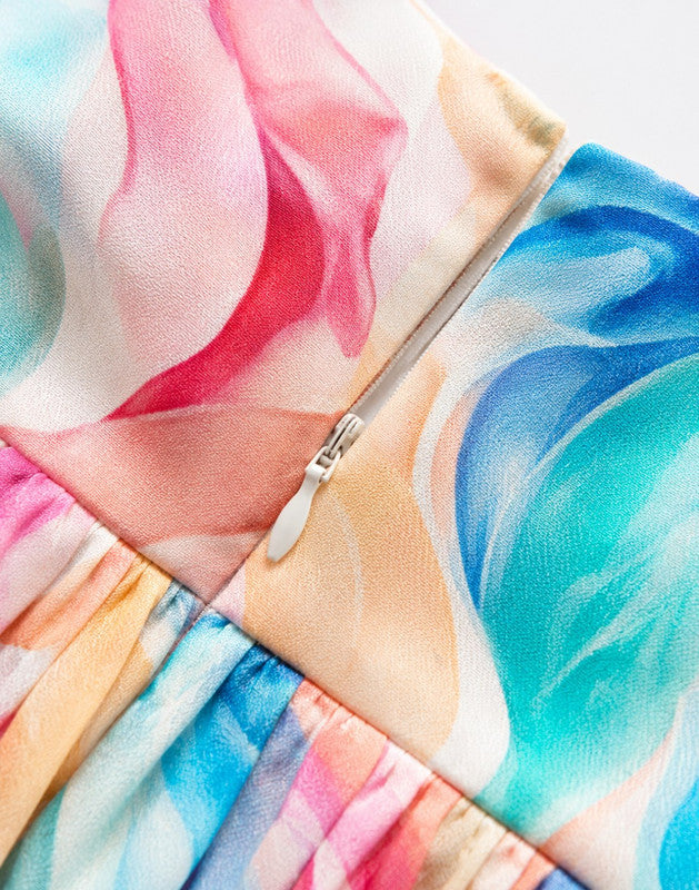 Abstract Flared Cotton Dress