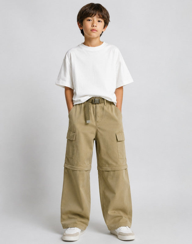 Boys Olive Cotton Trouser Elasticated