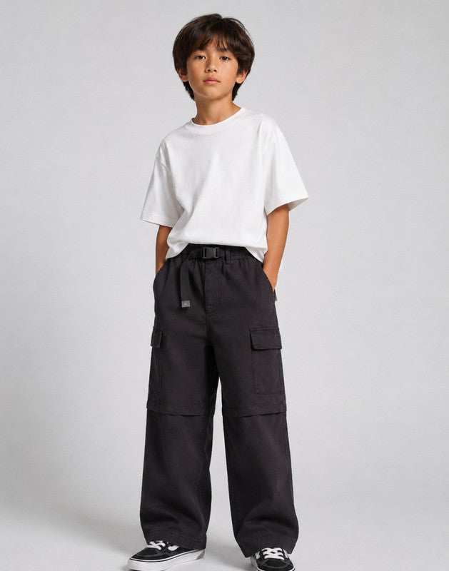Boys Black Cotton Trouser Fixed Waist