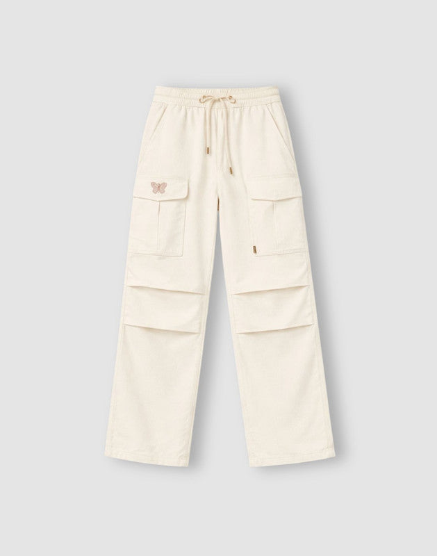 Mid Applique Wide Leg Cotton Trouser