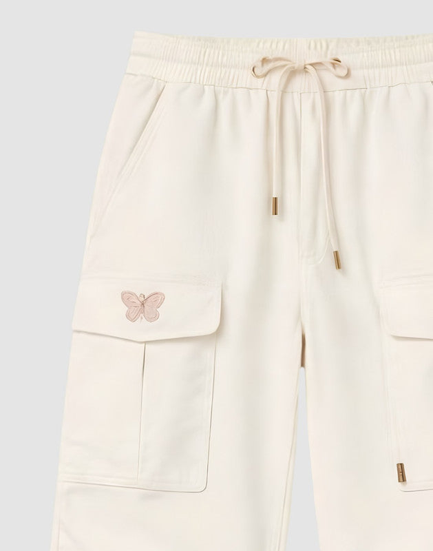 Mid Applique Wide Leg Cotton Trouser