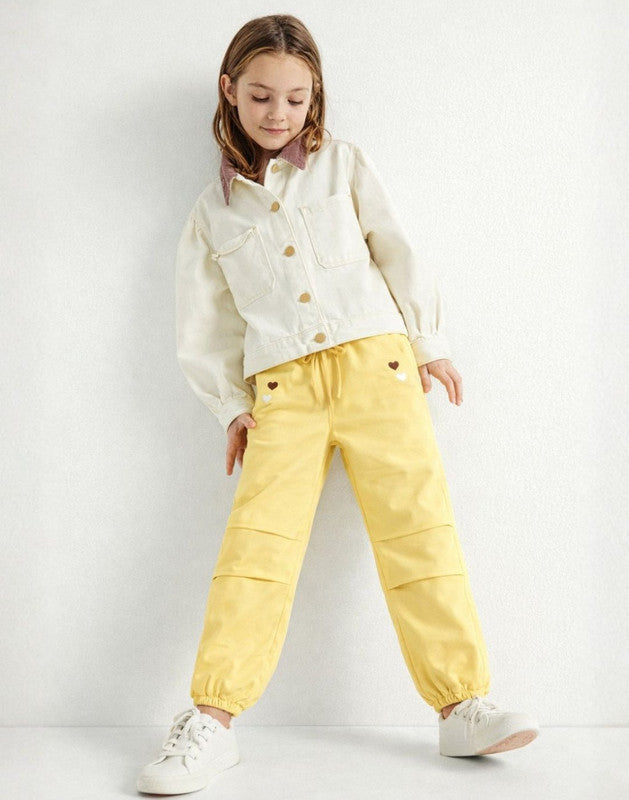 Mid Applique Wide Leg Cotton Trouser