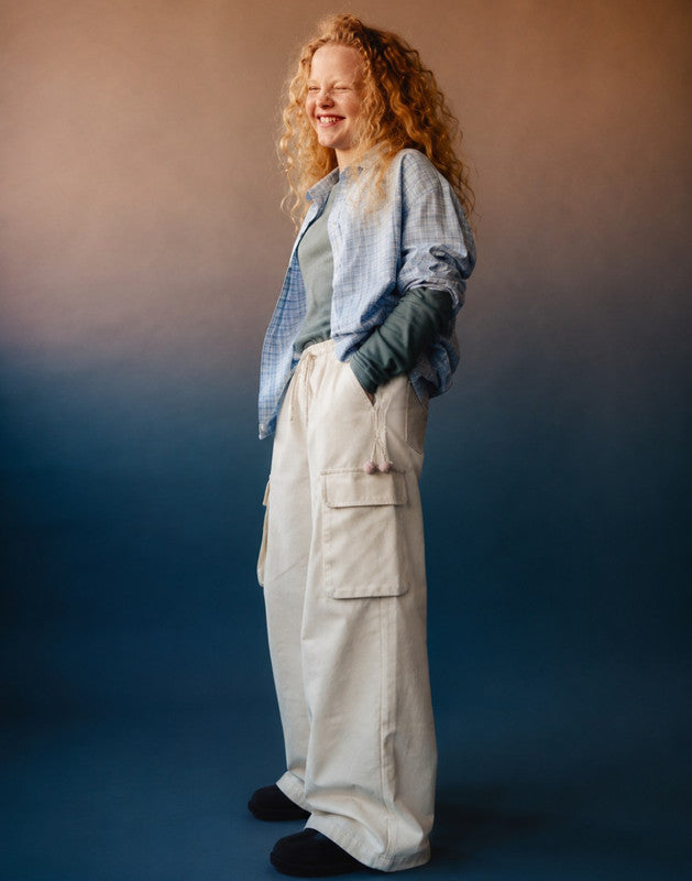 Mid Applique Wide Leg Cotton Trouser
