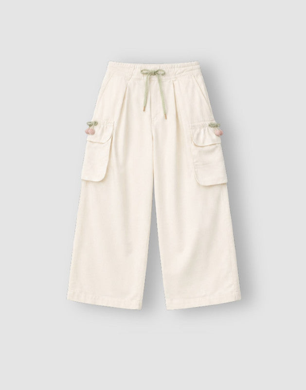 Mid Applique Wide Leg Cotton Trouser