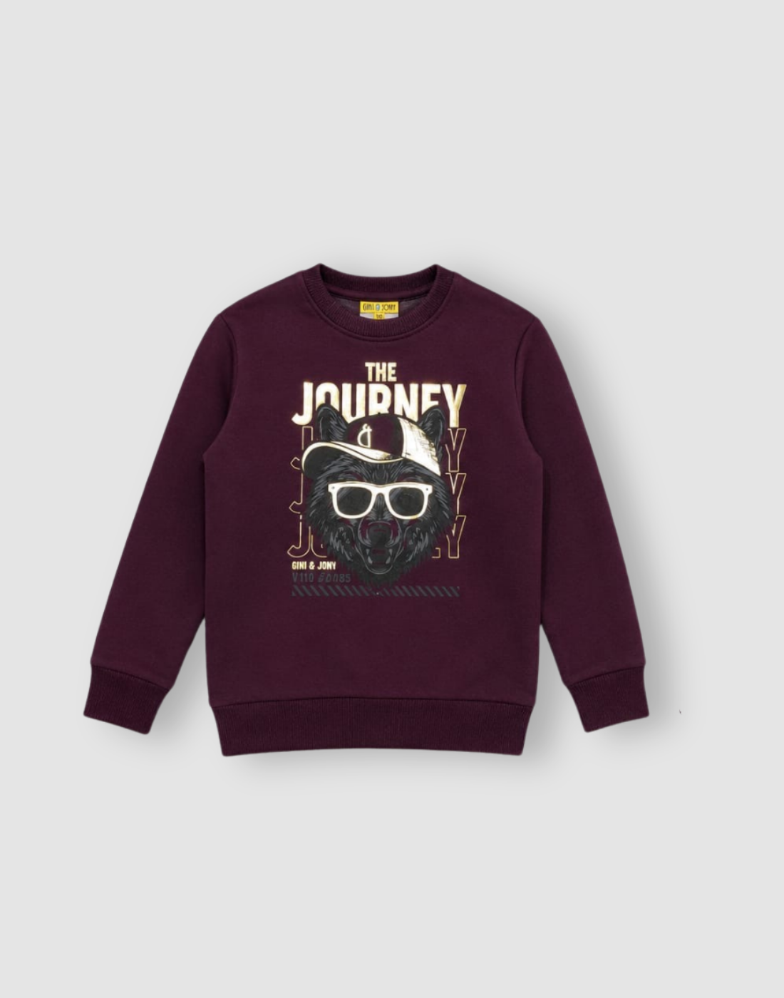 Boys Burgundy Holographic Full Sleeve Sweat Shirt