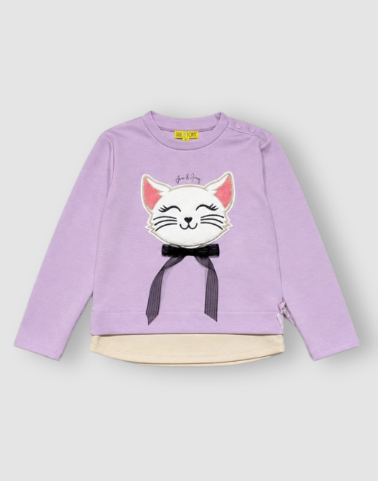 Girls Purple AppliqueSweat Shirt