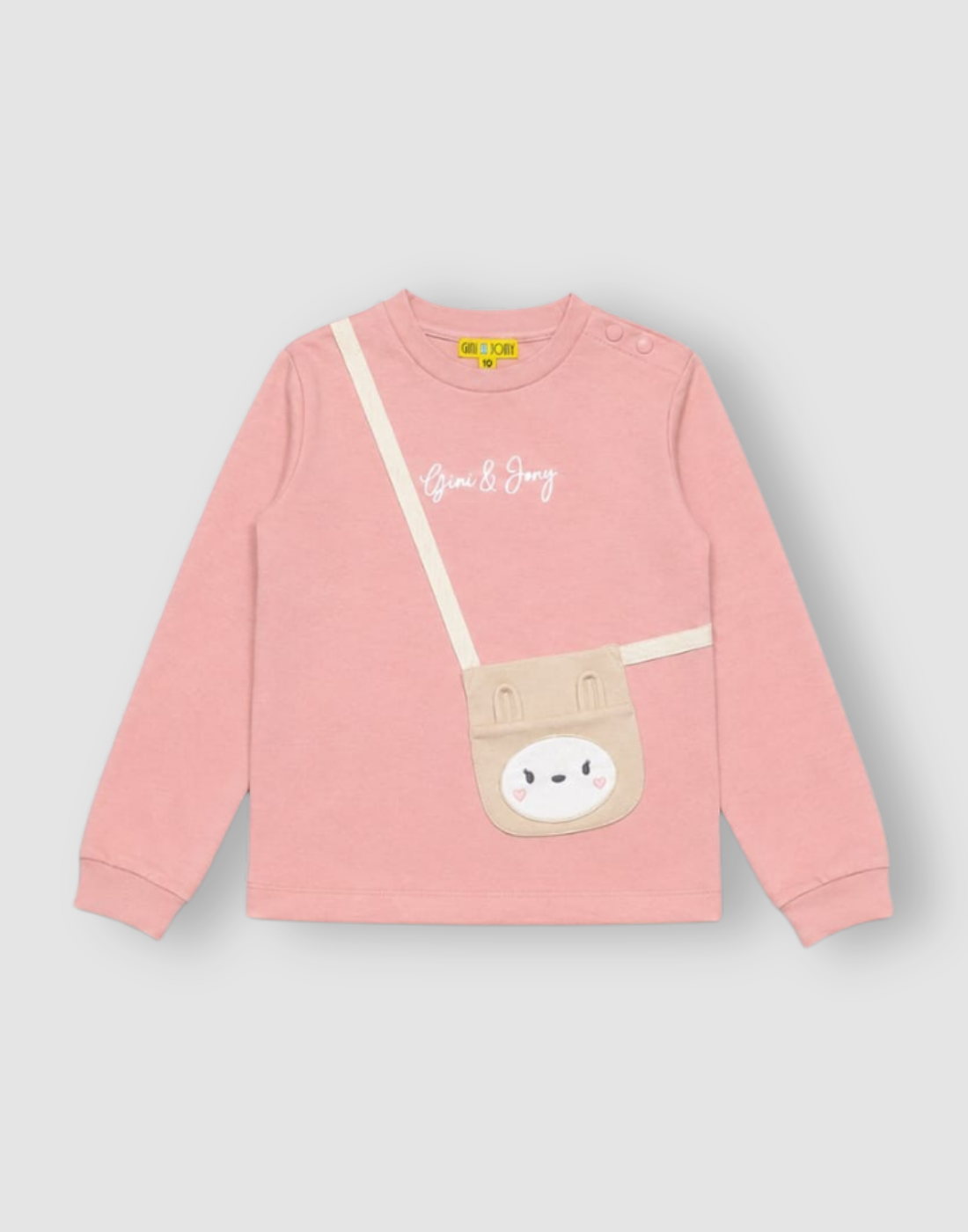 Girls Peach Graphic Print/Applique Sweat Shirt