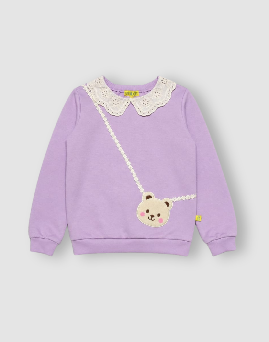 Girls Purple Cotton Sweat Shirt Full Sleeves