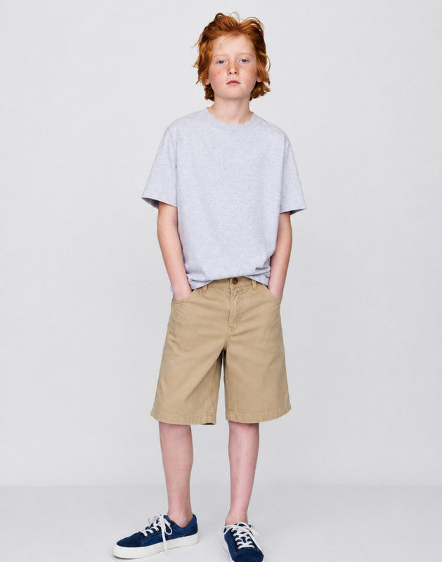 Boys Khaki Cotton Bermuda Fixed Waist
