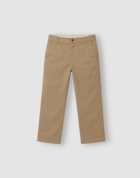 Boys Beige Cotton Trouser Fixed Waist