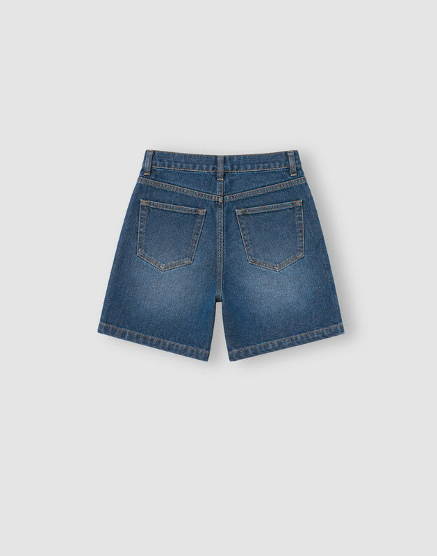 Boys Dark Blue Denim Shorts Fixed Waist