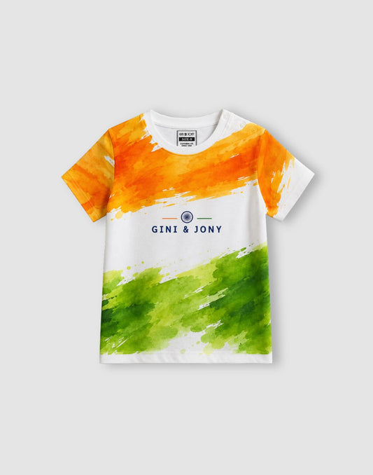 Tricolour Brushstroke Graphic T-Shirt