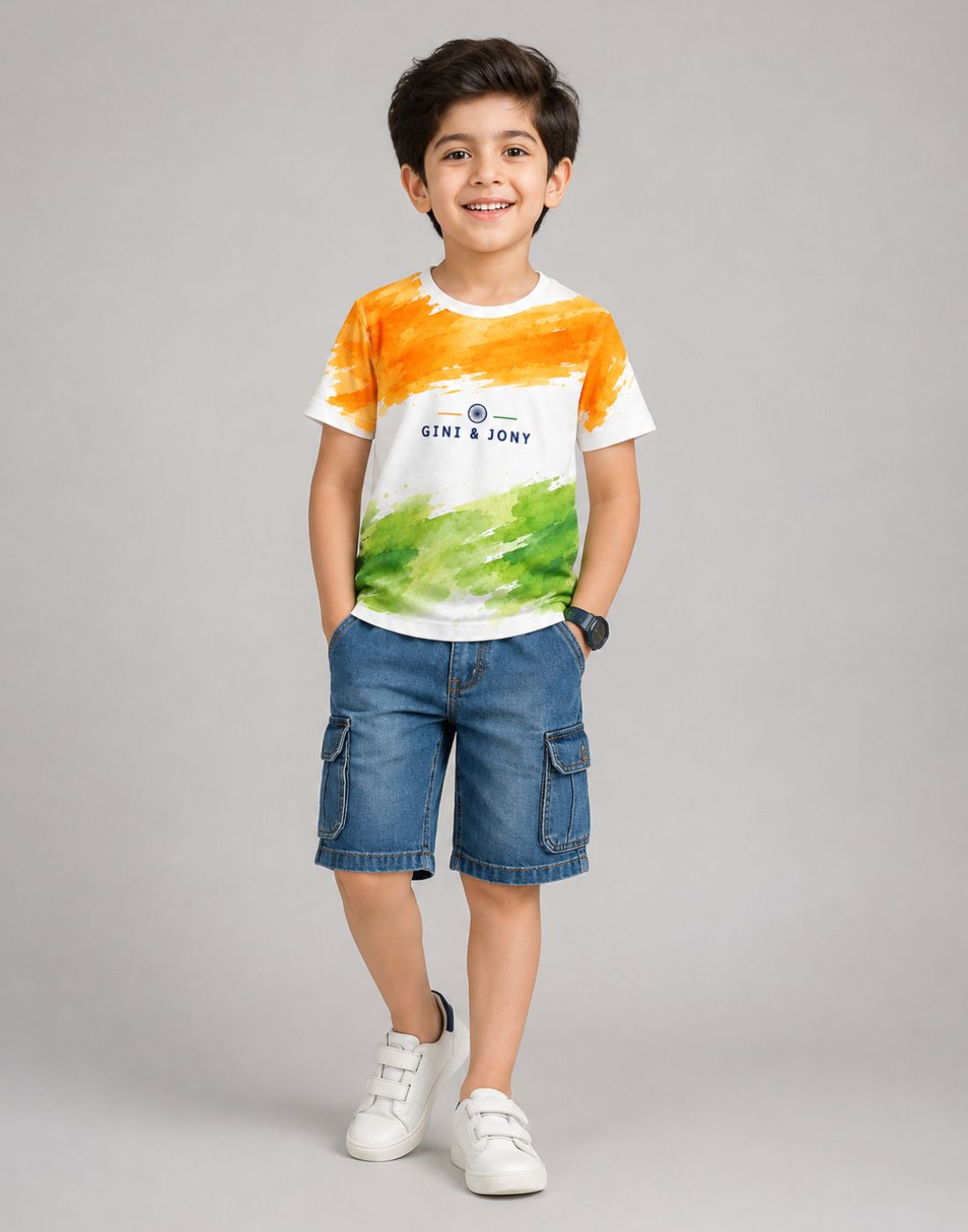Tricolour Brushstroke Graphic T-Shirt