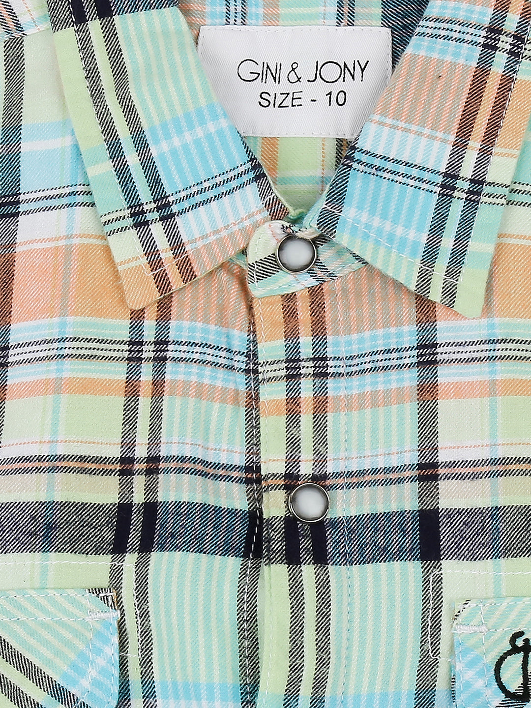 Boys Blue Checks Cotton Shirt Full Sleeves