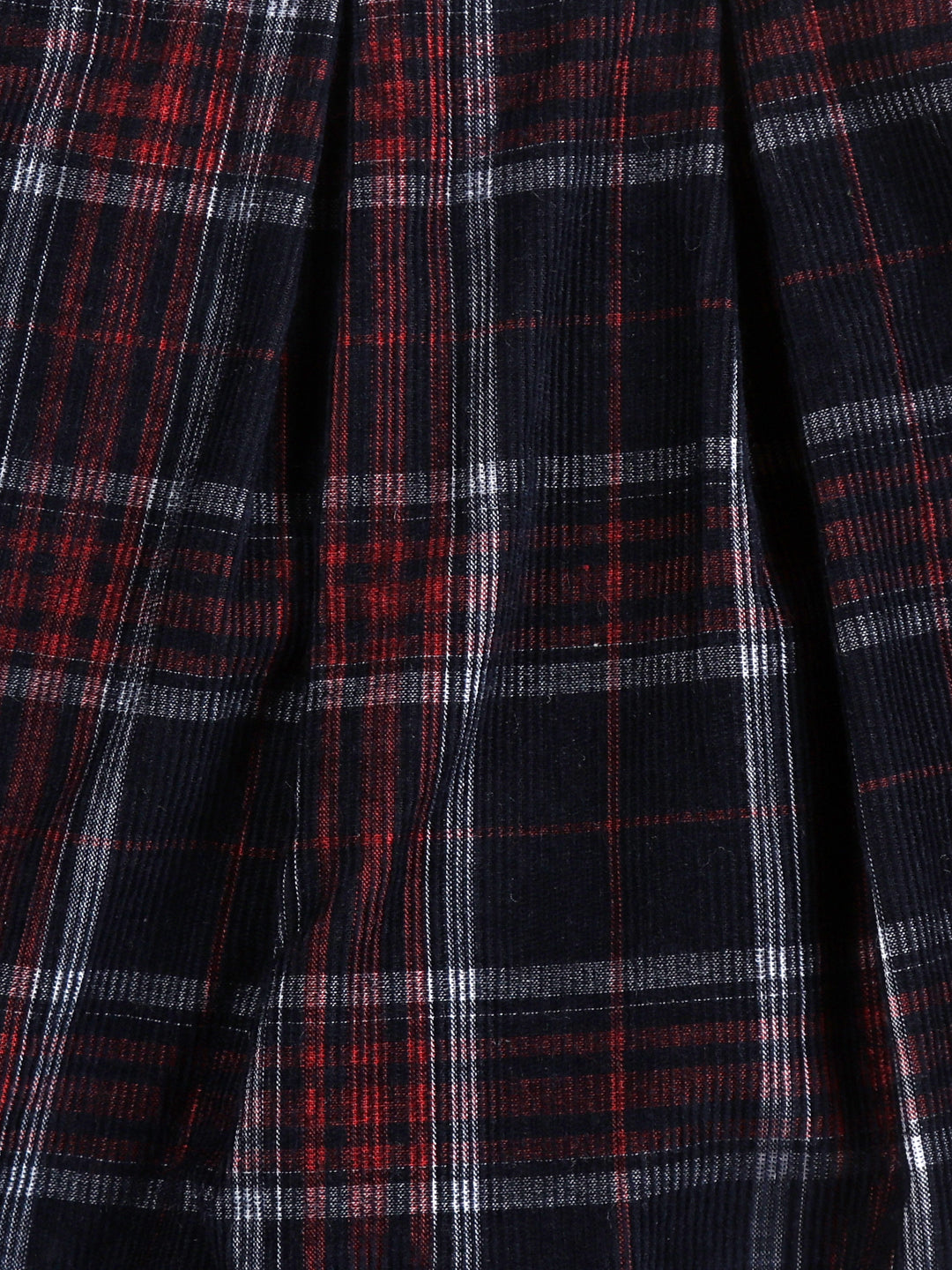 Girls Black Checks Cotton Skirt Elasticated