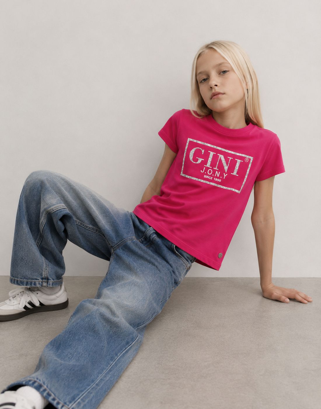 Gini and Jony Girls Pink Typography Cotton Knit Top