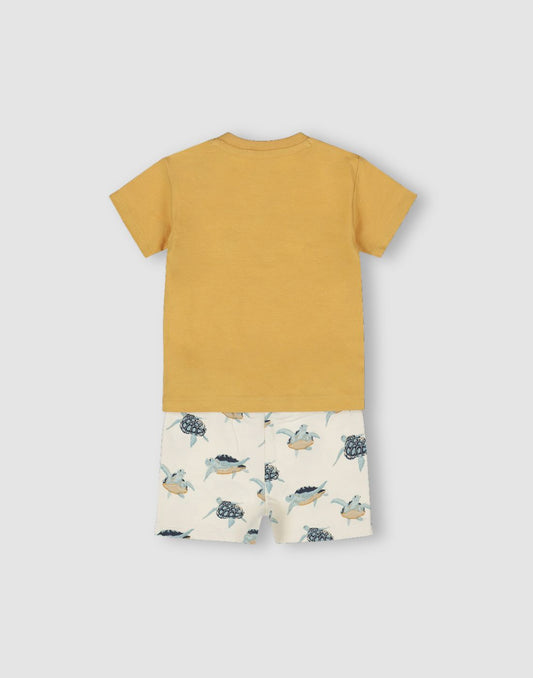 GJ Baby Boys Camel Cotton Regular CO-ORDINATE