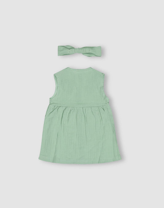 GJ Baby Girls Aqua green Cotton Empire DRESS