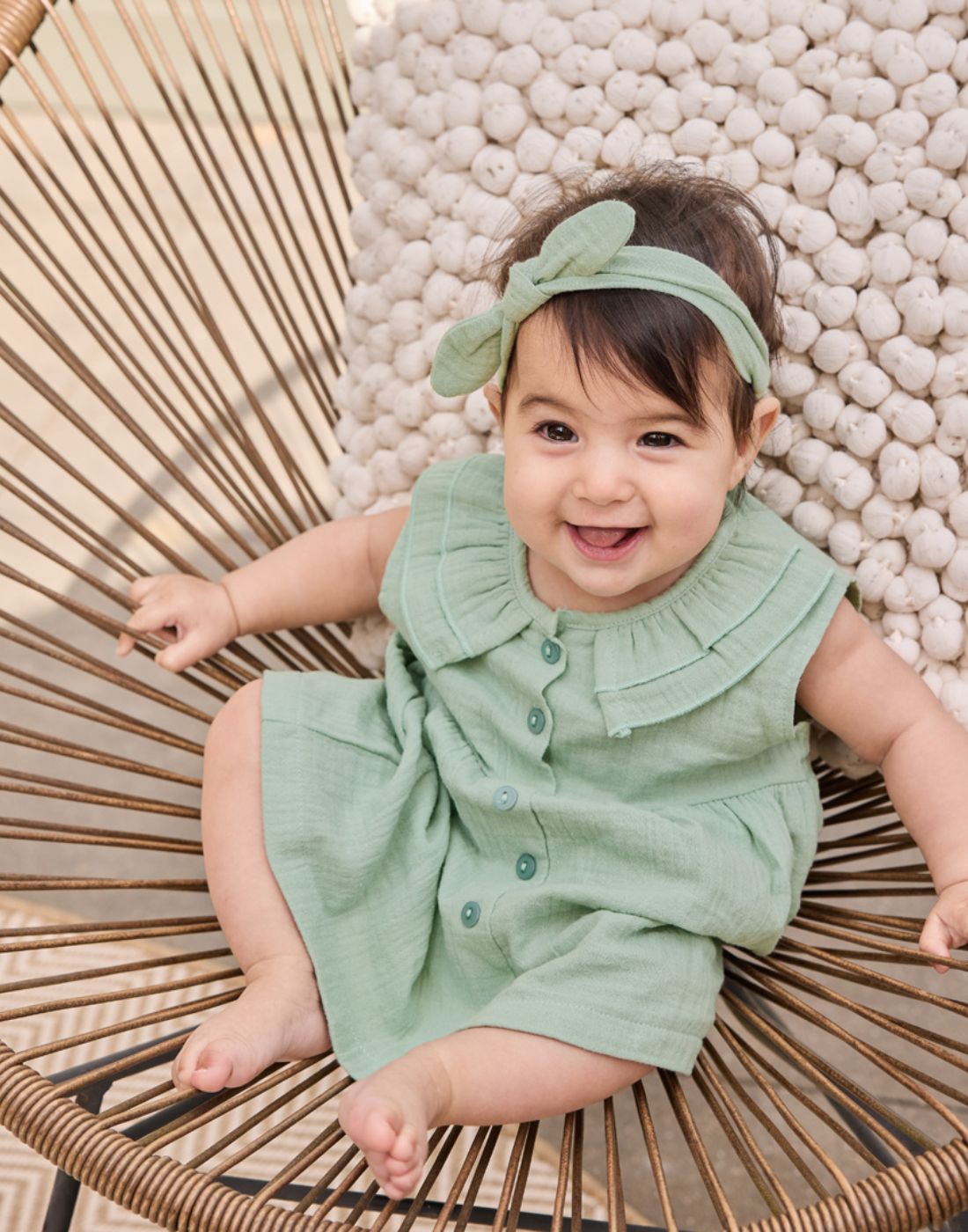 GJ Baby Aqua green Cotton Empire DRESS