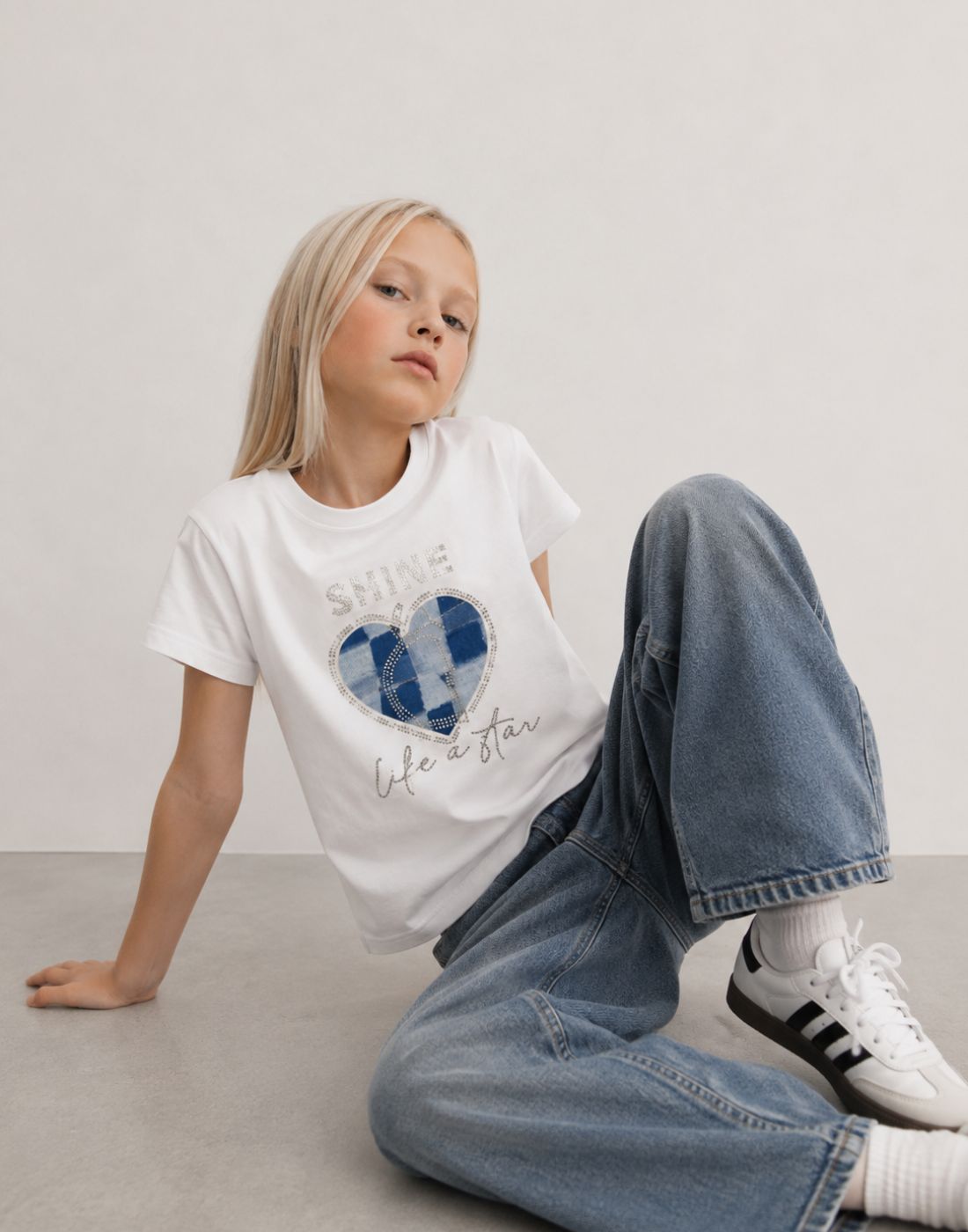 Girls White Cotton Knit Half Sleeve Knits Top