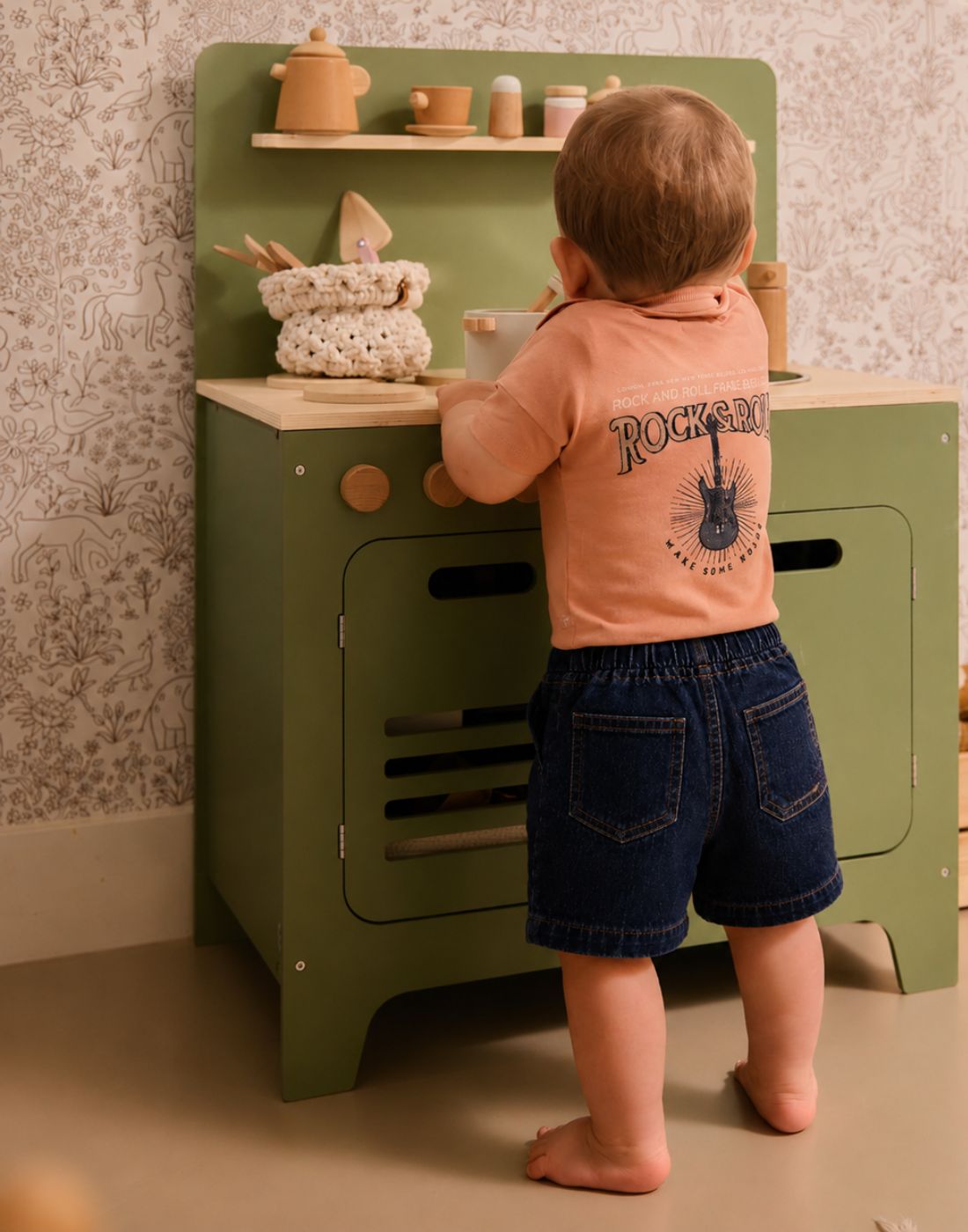 GJ Baby Blue Cotton Relaxed BERMUDA