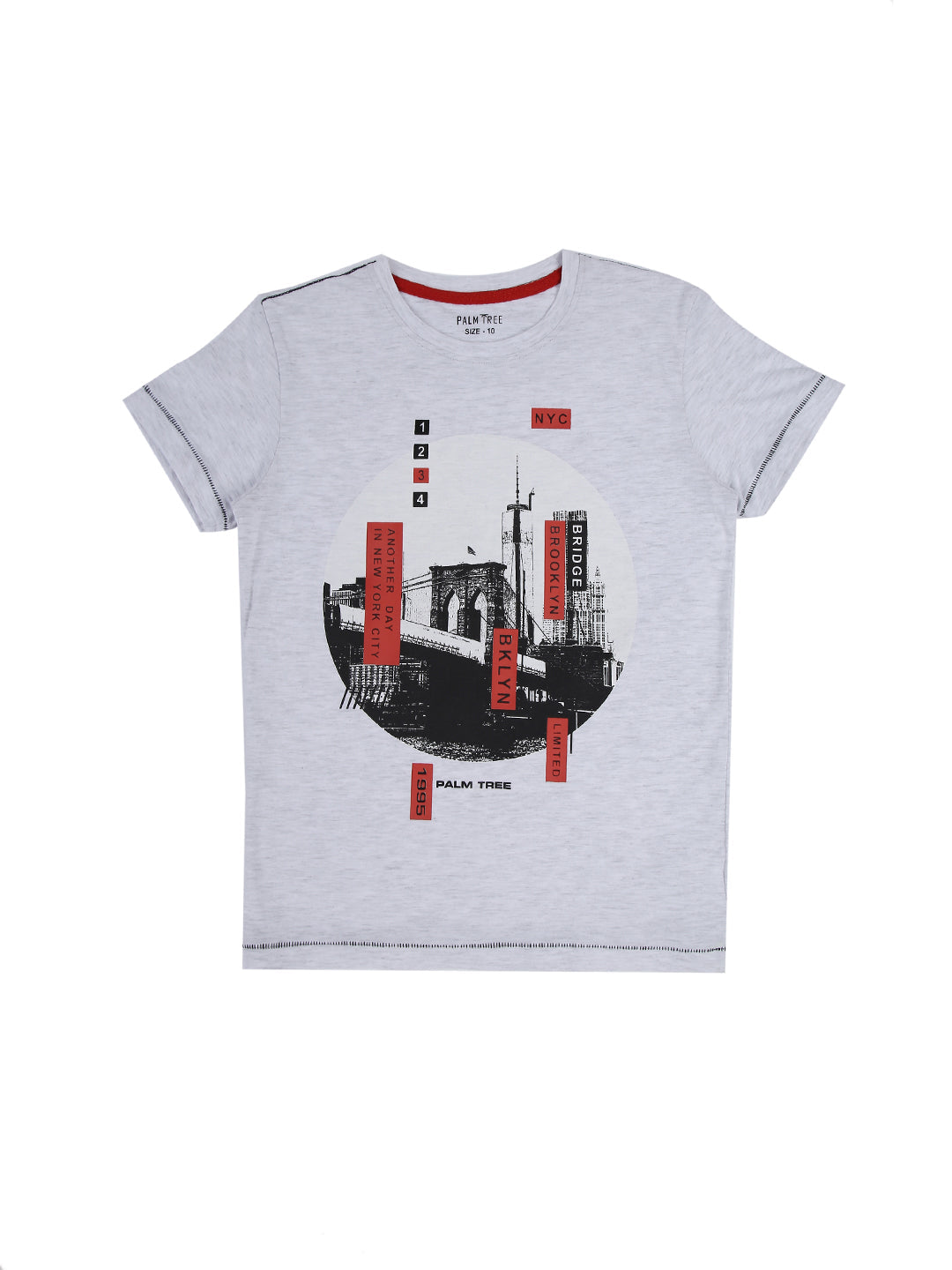 Boys Grey Graphic Print Cotton T-Shirt Half Sleeves
