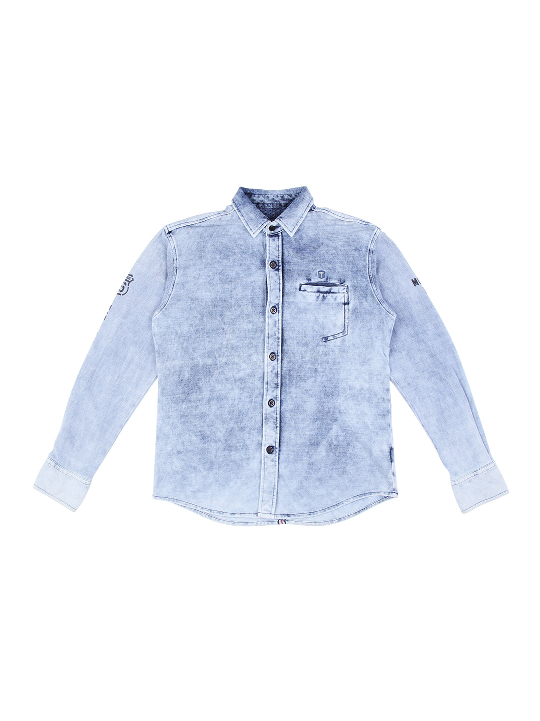 Boys Blue Washed Denim Shirt Full Sleeves