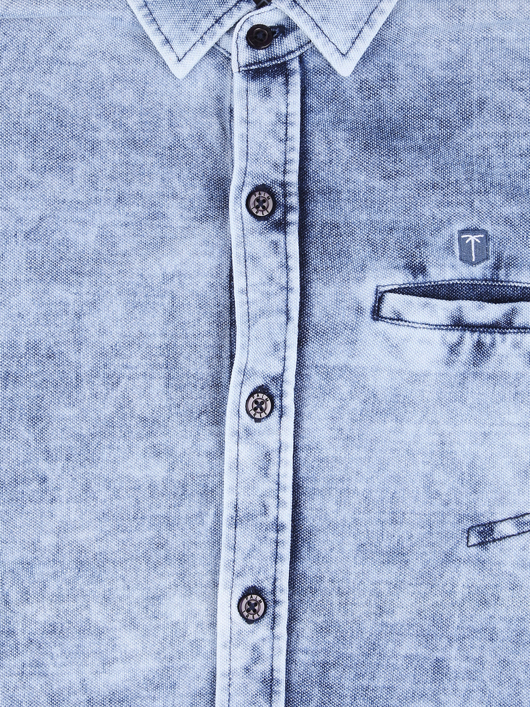Boys Blue Washed Denim Shirt Full Sleeves